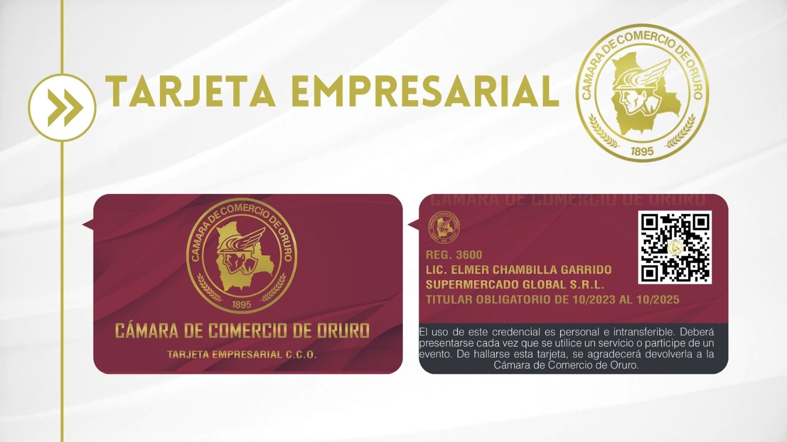 Tarjeta Empresarial CCO — anverso y reverso
