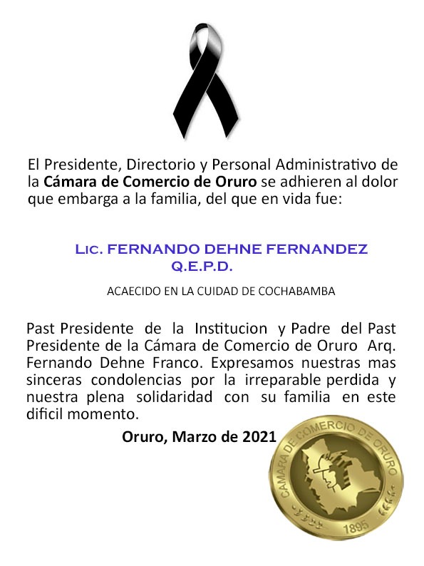 Anuncio funesto, del que en vida fue Lic. Fernando Dehne Fernández