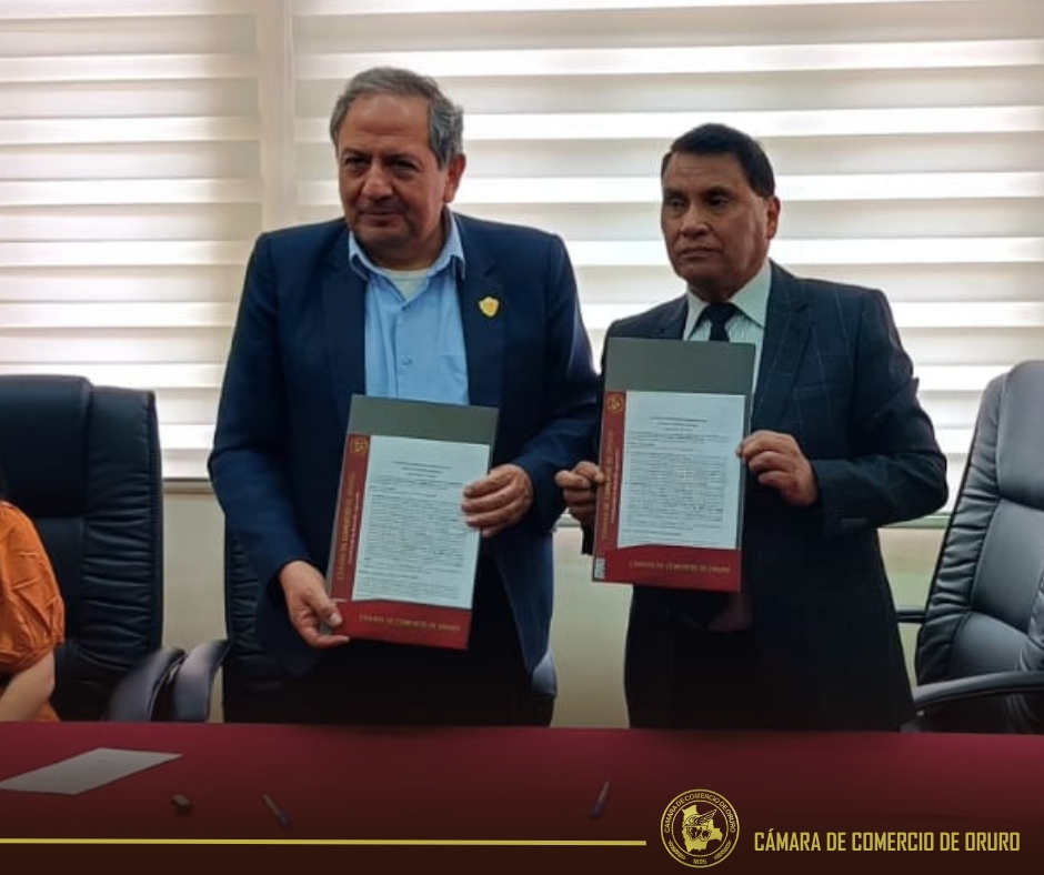 Cámara de Comercio de Oruro y Campo Ferial 3 de Julio firman convenio en beneficio del sector empresarial